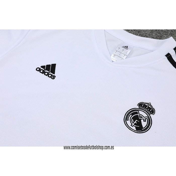 Chandal del Real Madrid 22-23 Manga Corta Blanco y Purpura - Pantalon Corto
